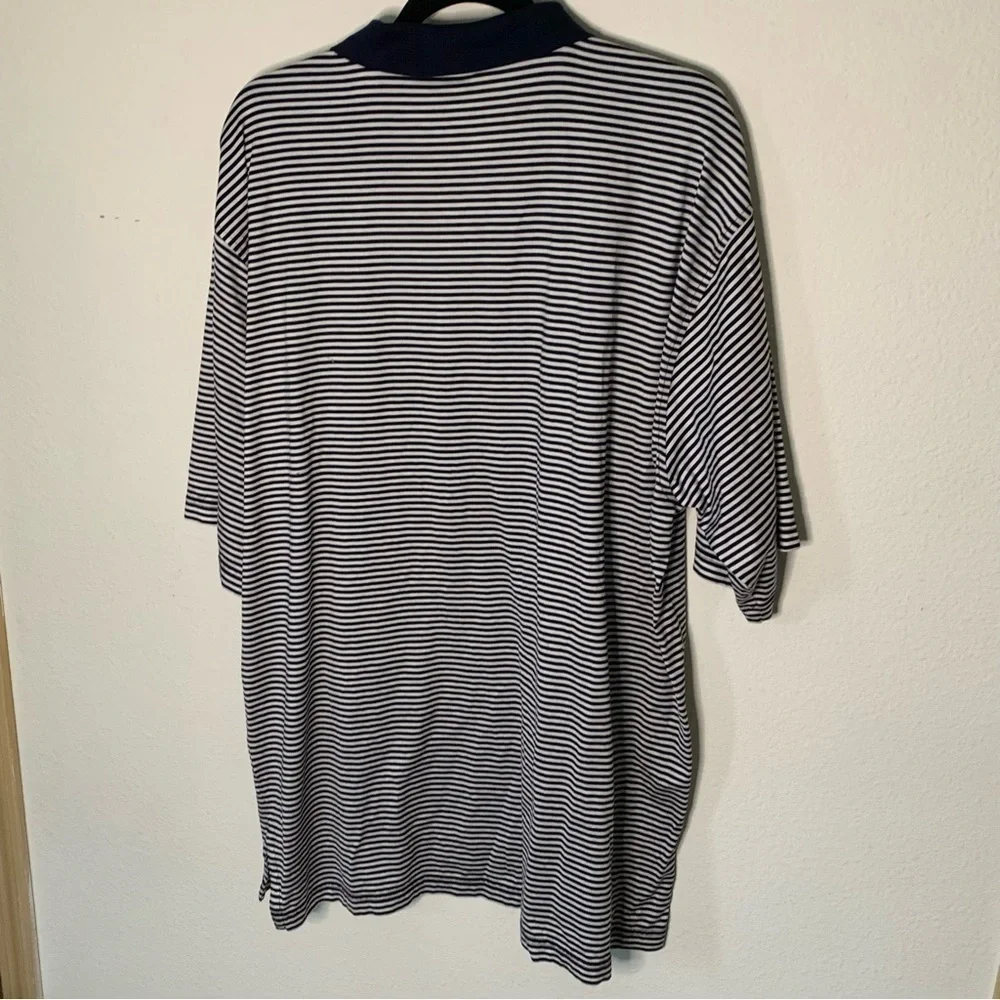 Men's Fairway & Greene Navy White Striped Bighorn Golf Polo Size Extra Large